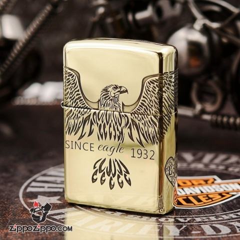 Bật Lửa Zippo Chính Hãng Màu Đồng Khắc hình since eagle