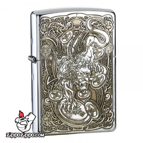 BẬt lửa Zippo chính hãng Nhật khắc hình kỳ lân Ver