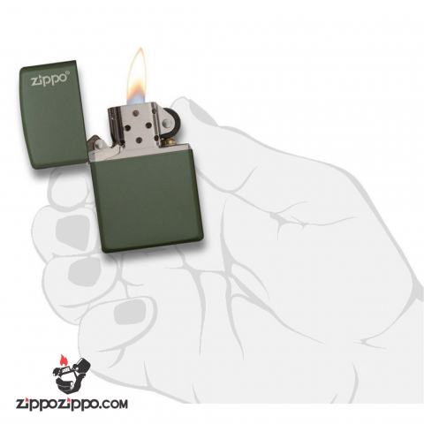 Bật Lửa Zippo Sơn Màu Xanh Quân Đội - Logo Zippo SKU 221ZL – Zippo Green Matte With Zippo Logo