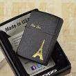 Bật Lửa Zippo Đen Nhám Khắc Tháp Eiffel Paris