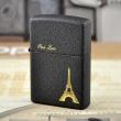 Bật Lửa Zippo Đen Nhám Khắc Tháp Eiffel Paris