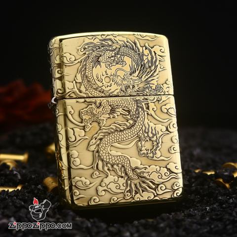 Bật lửa Zippo Đồng  Armor Khắc Siêu Sâu Hình Rồng Phiên Bản Giới Hạn