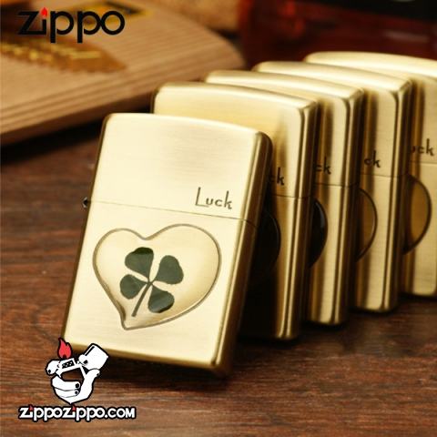 Bật lửa zippo đồng khắc cỏ bốn lá