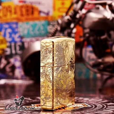 Bật Lửa Zippo đồng Khắc Hỏa Kỳ Lân Bản Amor