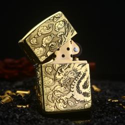 Bật lửa zippo đồng khắc rồng cưỡi mây cực đẹp - Mã SP: ZPC2340