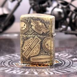 Bật Lửa Zippo Đồng Nguyên Khối Cao Cấp Khắc Harley Davidson - Mã SP: ZPC2814