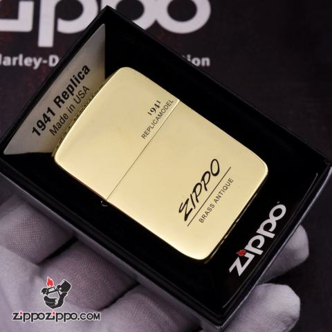 Bật Lửa Zippo Đồng Nguyên Khối Replica 1941 Khắc Logo Zippo