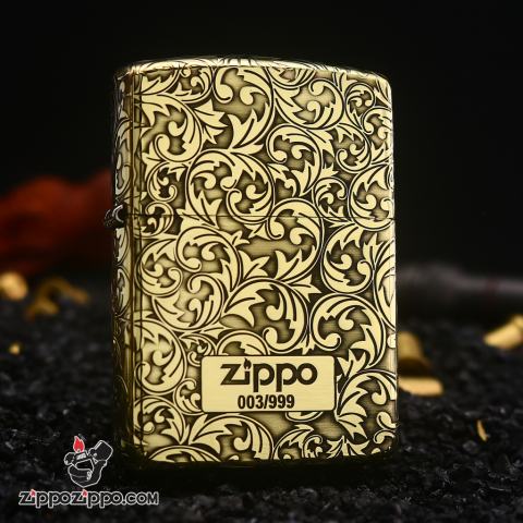 Bật lửa Zippo đồng vỏ dày armor khắc hoa văn Arabesque bản giới hạn