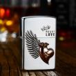 Bật lửa zippo Hàn Quốc Màu Bạc Trái Tim có cánh chữ K