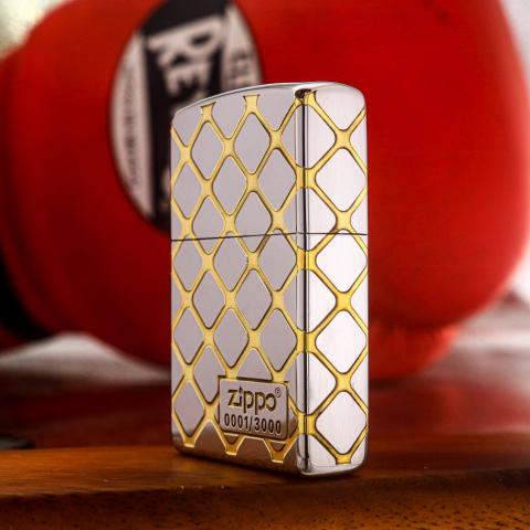 Bật lửa Zippo khắc đan lưỡi bản Chrome giới hạn