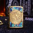 Bật Lửa Zippo Khắc Hình cá Uốn Tròn Dưới Nước Xung Quanh Khảm Trai Màu vàng