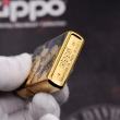 Bật Lửa Zippo Khắc Hình Chú Mèo Thần Tài May Mắn Khảm Trai vàng