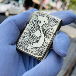 Bật Lửa Zippo Khăc Họa Tiết Trống Đồng Việt Nam bản armor - Mã SP:  ZPC2514-169