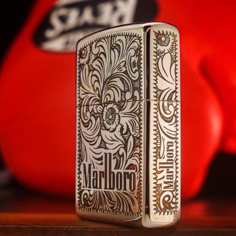 Bật Lửa Zippo Khắc Hoa Văn Zippo Marlboro Mạ Chrome Phổ Màu