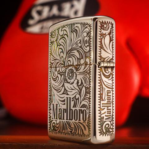 Bật Lửa Zippo Khắc Hoa Văn Zippo Marlboro Mạ Chrome Phổ Màu