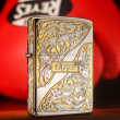 Bật Lửa Zippo Khắc Lô Gô Hoa Văn Trái Tim Mạ Chrome