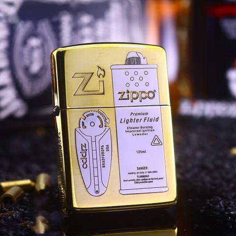 Bật Lửa Zippo Khắc Phụ Kiện Xăng Đá Lighter Fluid Bản Hai Màu Armor