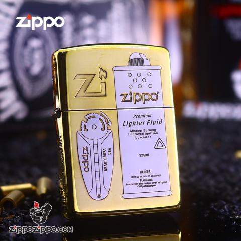 Bật Lửa Zippo Khắc Phụ Kiện Xăng Đá Lighter Fluid Bản Hai Màu Armor