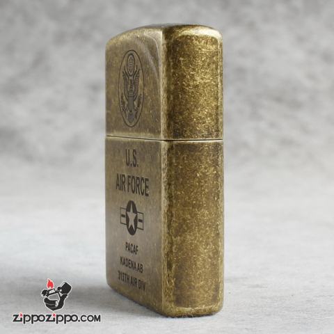 Bật Lửa Zippo Mạ Antique Brass Khắc Huy Hiệu Quân đội Hoa Kỳ U.S Air Force