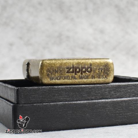 Bật Lửa Zippo Mạ Antique Brass Khắc Huy Hiệu Quân đội Hoa Kỳ U.S Air Force