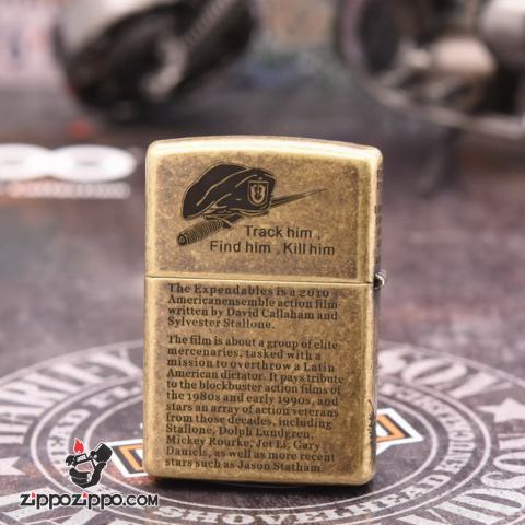 Bật Lửa Zippo Mạ Antique Brass Khắc The Expendables