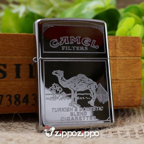 Bật lửa zippo mầu bạc khắc Camel