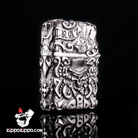 Bật lửa zippo Mỹ  điêu khắc handmade bạc tây tạng phiên bản giới hạn xuất nhật bản