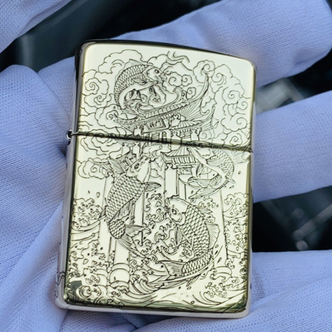 Bật Lửa Zippo Phiên Bản Armor Khắc Cá Chép Vượt Vũ Môn