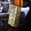 Bật Lửa Zippo Phiên Bản Đồng Cổ Nguyên Khối Khắc Rồng Ôm Ngọc