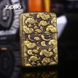 Bật Lửa Zippo Phiên Bản Đồng Cổ Nguyên Khối Khắc Rồng Ôm Ngọc