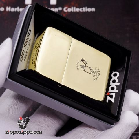 Bật Lửa Zippo Replica 1941 Đồng Nguyên Khối Khắc Logo Ngược