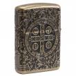 Zippo 29719 - Zippo St. Benedict Design 360 Multicut Antique Brass Armor