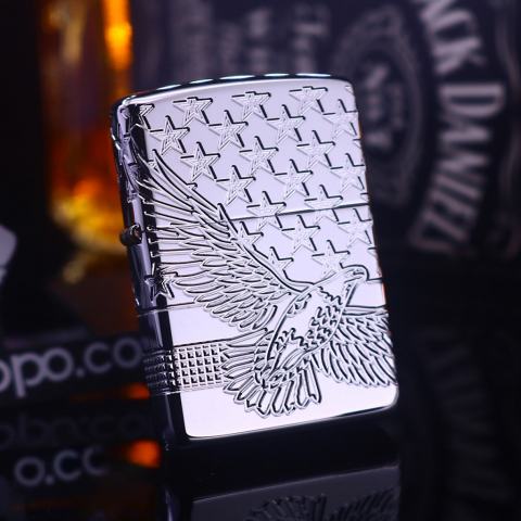 Zippo Armor khắc cao cấp 360 độ hình ảnh lá cờ Mỹ và đại bàng