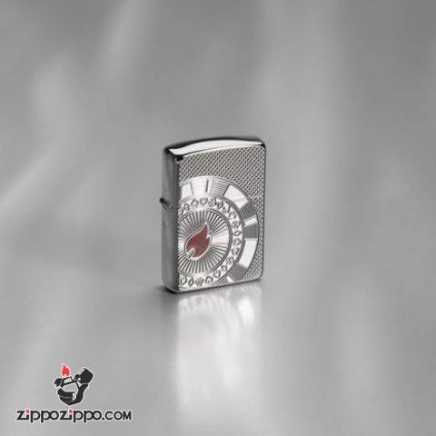 Zippo Armor khắc hình ảnh thẻ tiền trong bài Poker Ngọn lửa đỏ