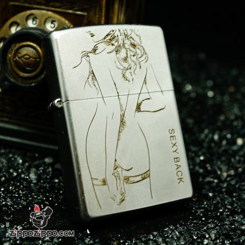 Zippo bạc khắc hình cô gái sexy