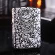 Zippo Bạc Nguyên Khối Cao Cấp Khắc Hình Rồng May Mắn Ôm Ngọc Phiên Bản Giới Hạn