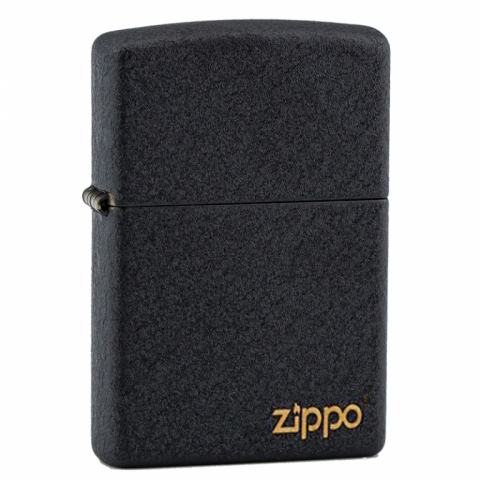 Bật Lửa Zippo Sơn Tĩnh Điện Đen Nhám - Logo Zippo SKU 236 - Zippo Black Crackle Logo