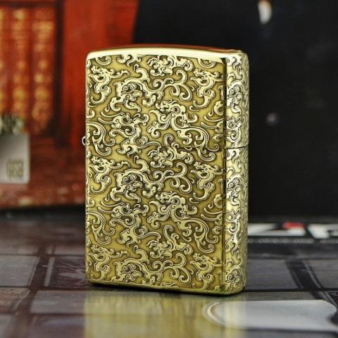 Zippo Chính Hãng Đồng Bóng Khắc Hoa Văn Phiên Bản Amor