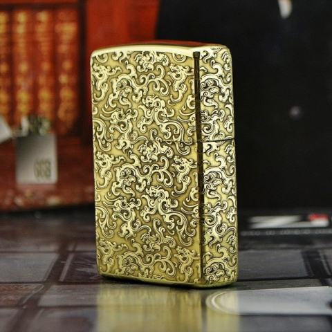 Zippo Chính Hãng Đồng Bóng Khắc Hoa Văn Phiên Bản Amor