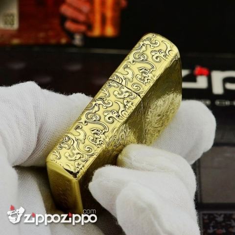 Zippo Chính Hãng Đồng Bóng Khắc Rồng May Mắn Tài Lôc Armor