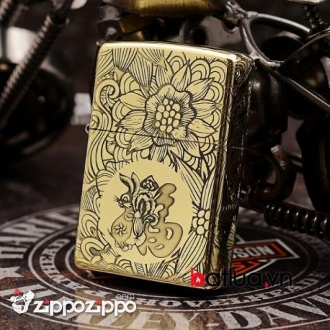 Zippo Chính Hãng Đồng Khắc 12 Con Giáp Tuổi Mão