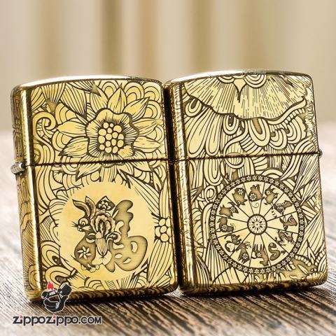 Zippo Chính Hãng Đồng Khắc 12 Con Giáp Tuổi Mão