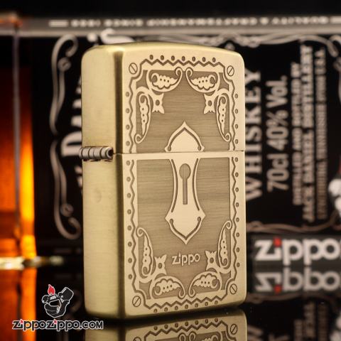 Zippo Chính Hãng Đồng Khắc Antique