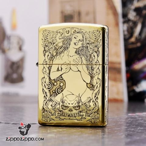 Zippo chính hãng đồng khắc cô gái sexy quyến rũ