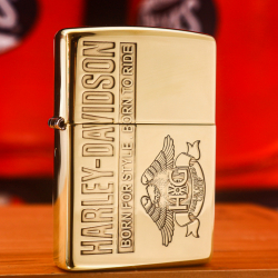 Zippo Chính Hãng Đồng Khối Khắc Logo Harley Davidson - Mẫu 2 - Mã SP: ZPC3240 