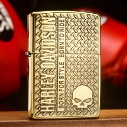 Zippo Chính Hãng Đồng Khối Khắc Logo Harley Davidson - Mẫu 4 - Mã SP: ZPC3247 