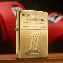 Zippo Chính Hãng Đồng Khối Khắc Logo Harley Davidson - Mẫu 6 - Mã SP:  ZPC3256 