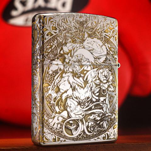 Zippo Chính Hãng Đồng Mạ Chrome Khắc Game Of Thrones Hoạt tiết Ngàn Kiếm