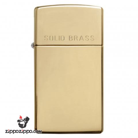 Bật Lửa Zippo Bản Nhỏ Đồng Vàng Khắc Chữ “SOLID BRASS” - Logo Zippo SKU 1654 – Zippo Slim High Polish Brass Engraved