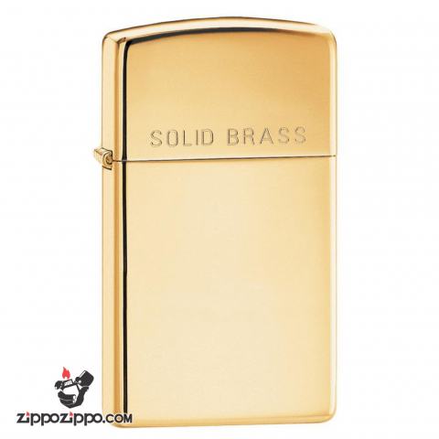 Bật Lửa Zippo Bản Nhỏ Đồng Vàng Khắc Chữ “SOLID BRASS” - Logo Zippo SKU 1654 – Zippo Slim High Polish Brass Engraved